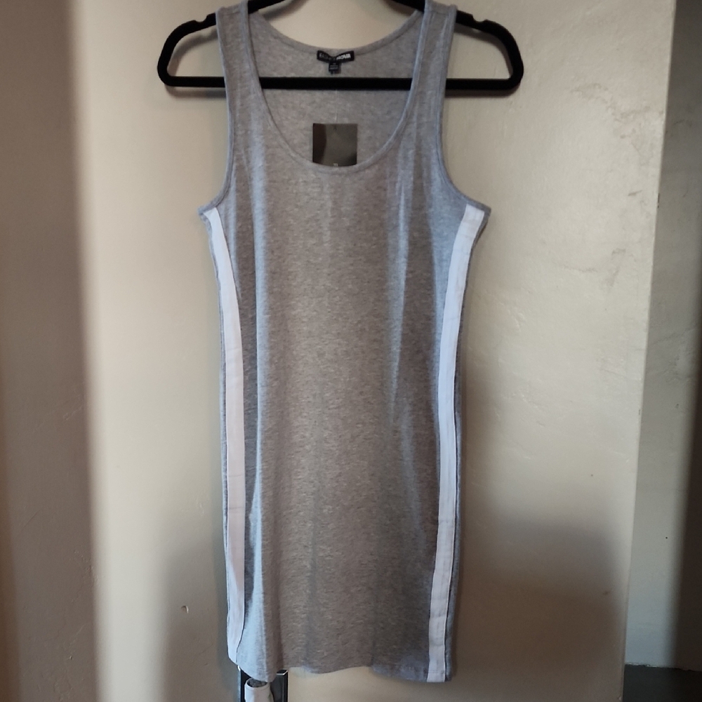 Fashion Nova Gray & White Dress